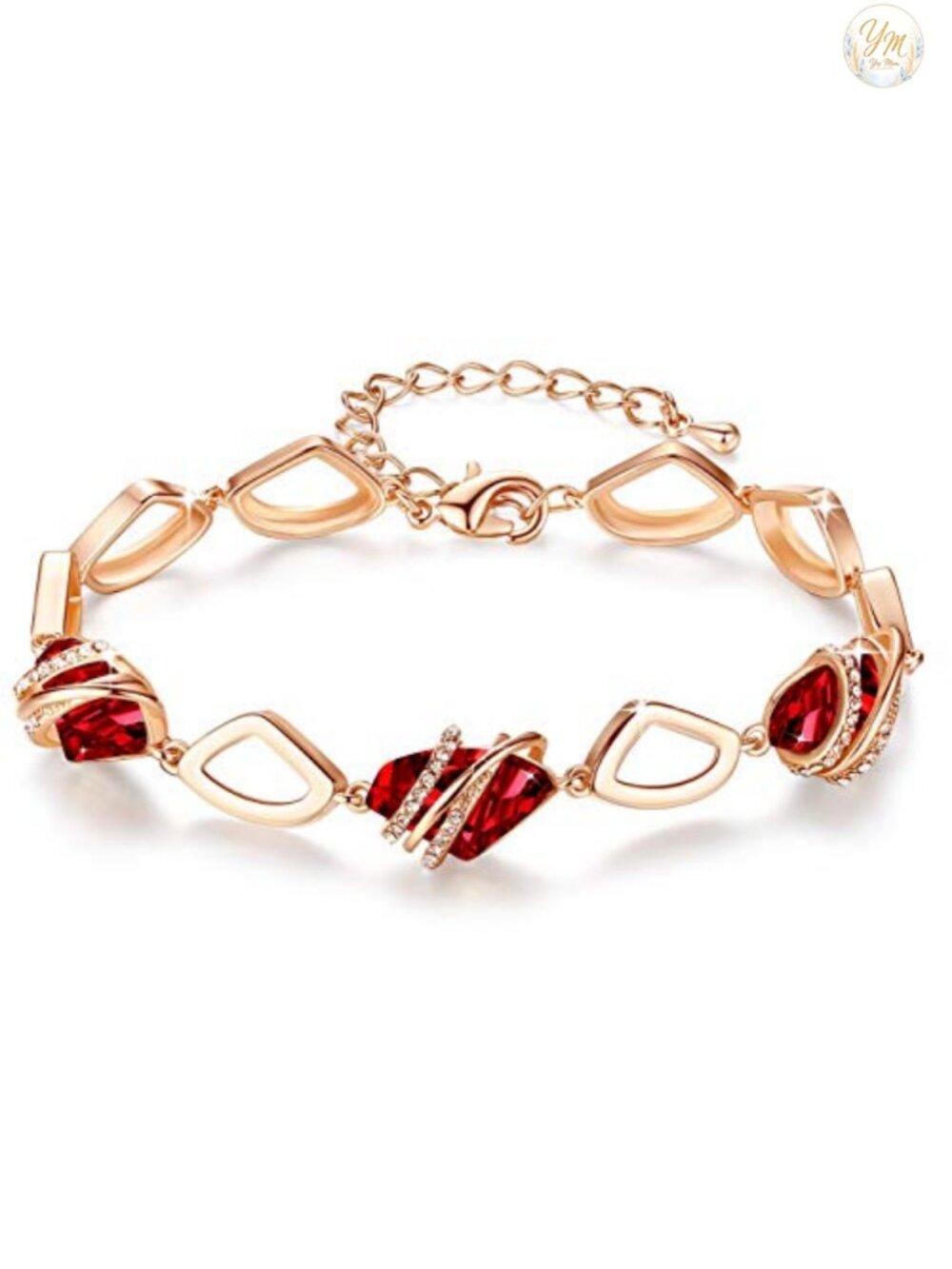 Leafael Wish Stone Link Charm Bracelet with Birthstone Crystals